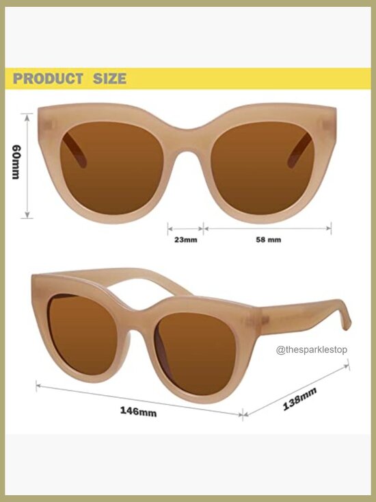 Oversized Cat Eye Sunglasses with UV400 Protection Plastic Frame